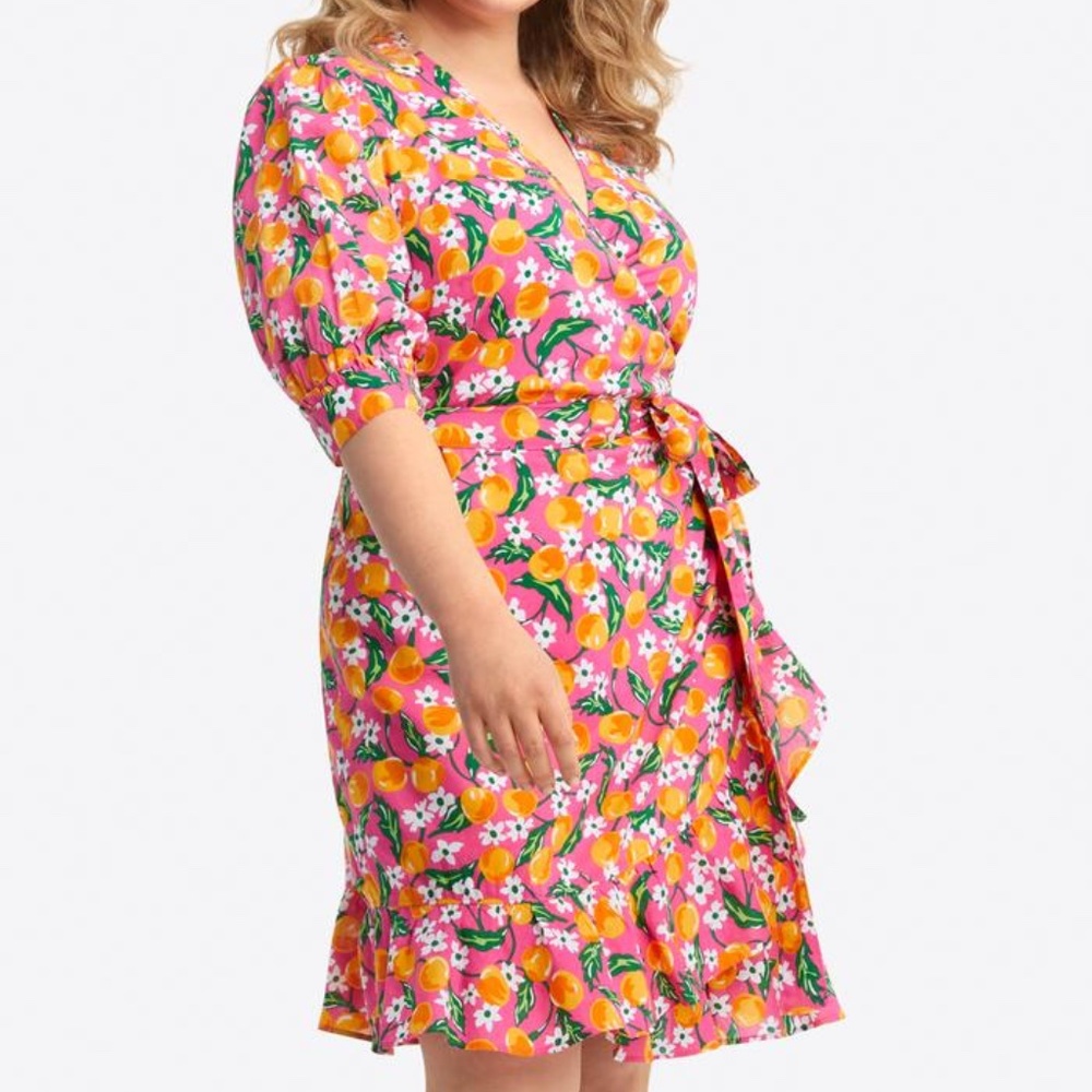 Draper James Wynonna Wrap Dress Size 1X Orange Blossom NWOT Sample